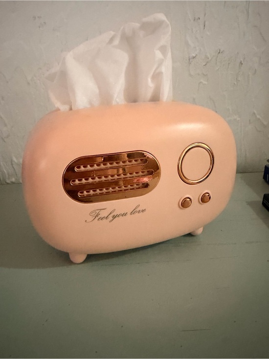 Other - Retro Radio Tissue Box Holder Pink & Rose Gold Home Decor